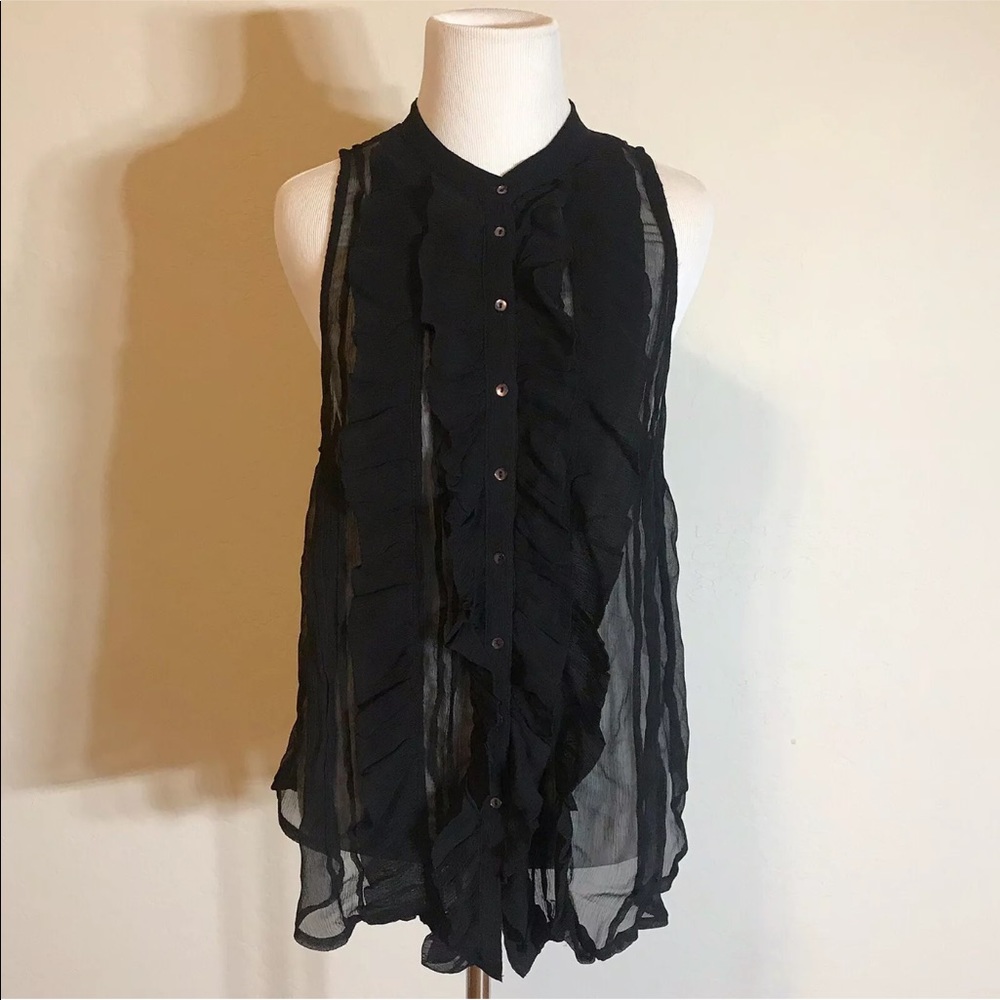 Free People Sheer Sleeveless Blouse Top Goth